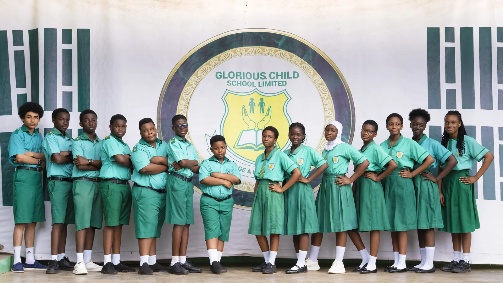 Junior High School pupils lined up together